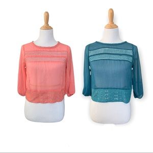 Garage | Sheer long sleeve Blouse, Bundle of 2!